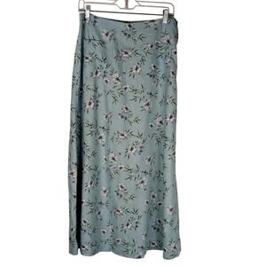 V Liz Claiborne Y2K Sz 10Blue linen blend Skirt Elastic backW 30-32 Len 36"Flora